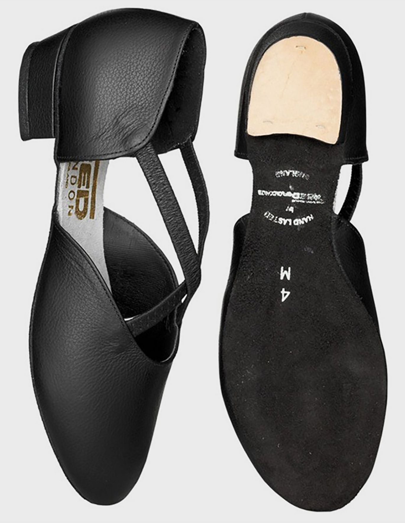 Cross Strap Teaching Shoe Ladies Black Leather