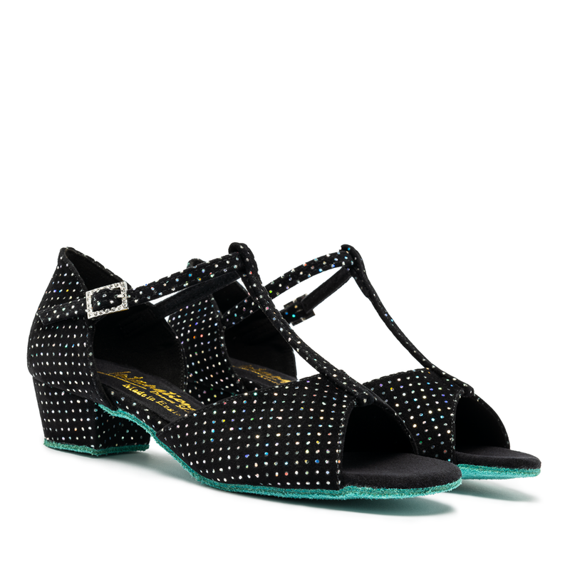 Katie - Black Silver/Hologram - Cuban Heel