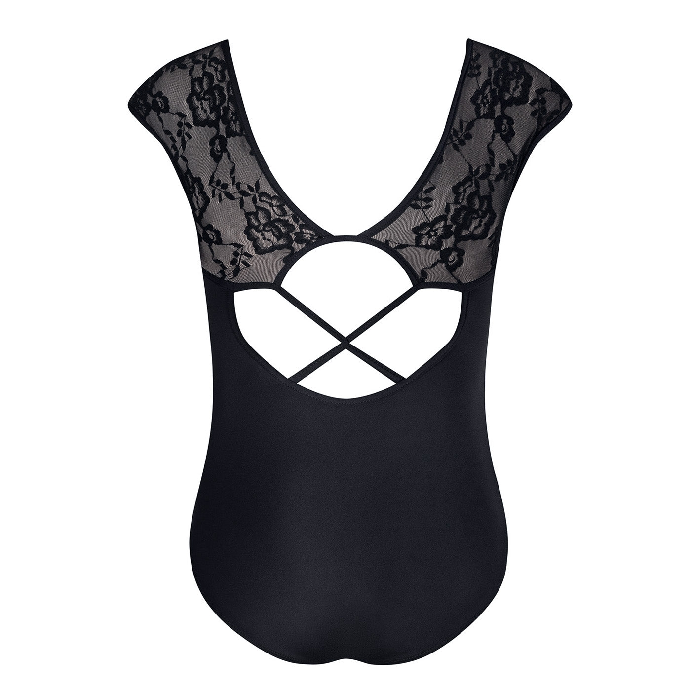 Mila Cross Back Lace Leotard - Child Black