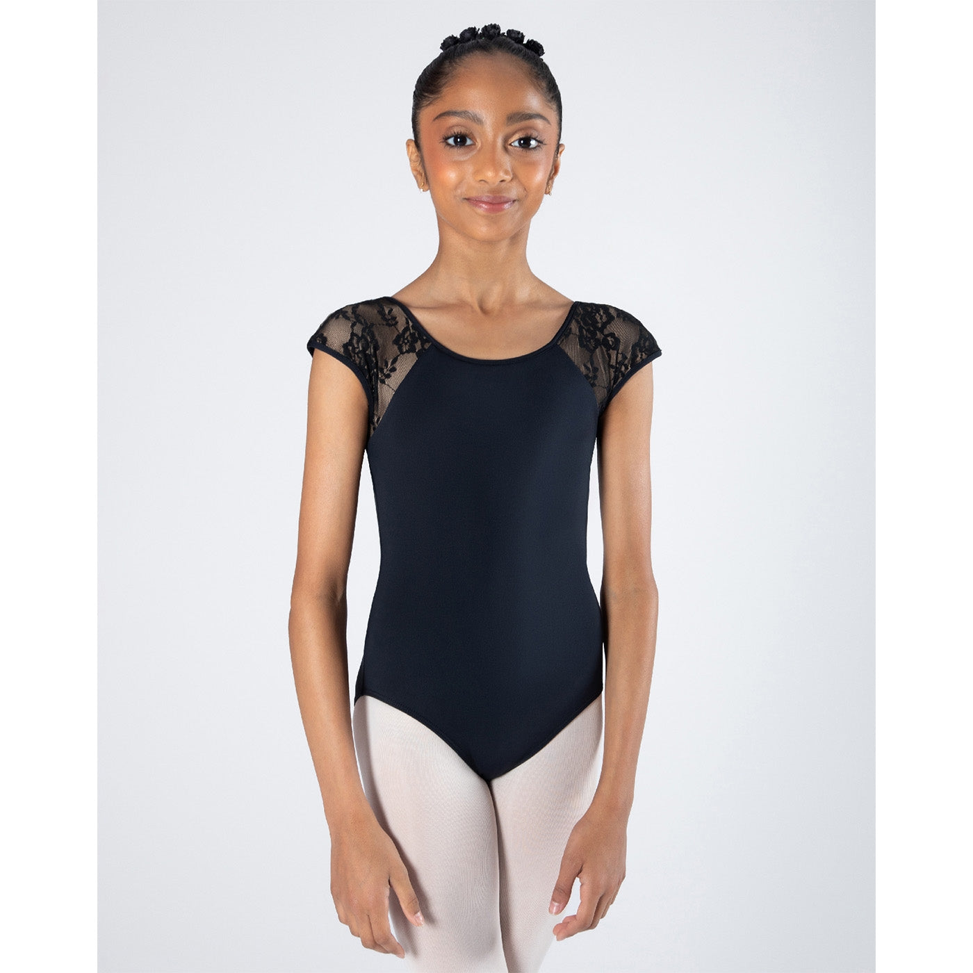 Mila Cross Back Lace Leotard - Child Black