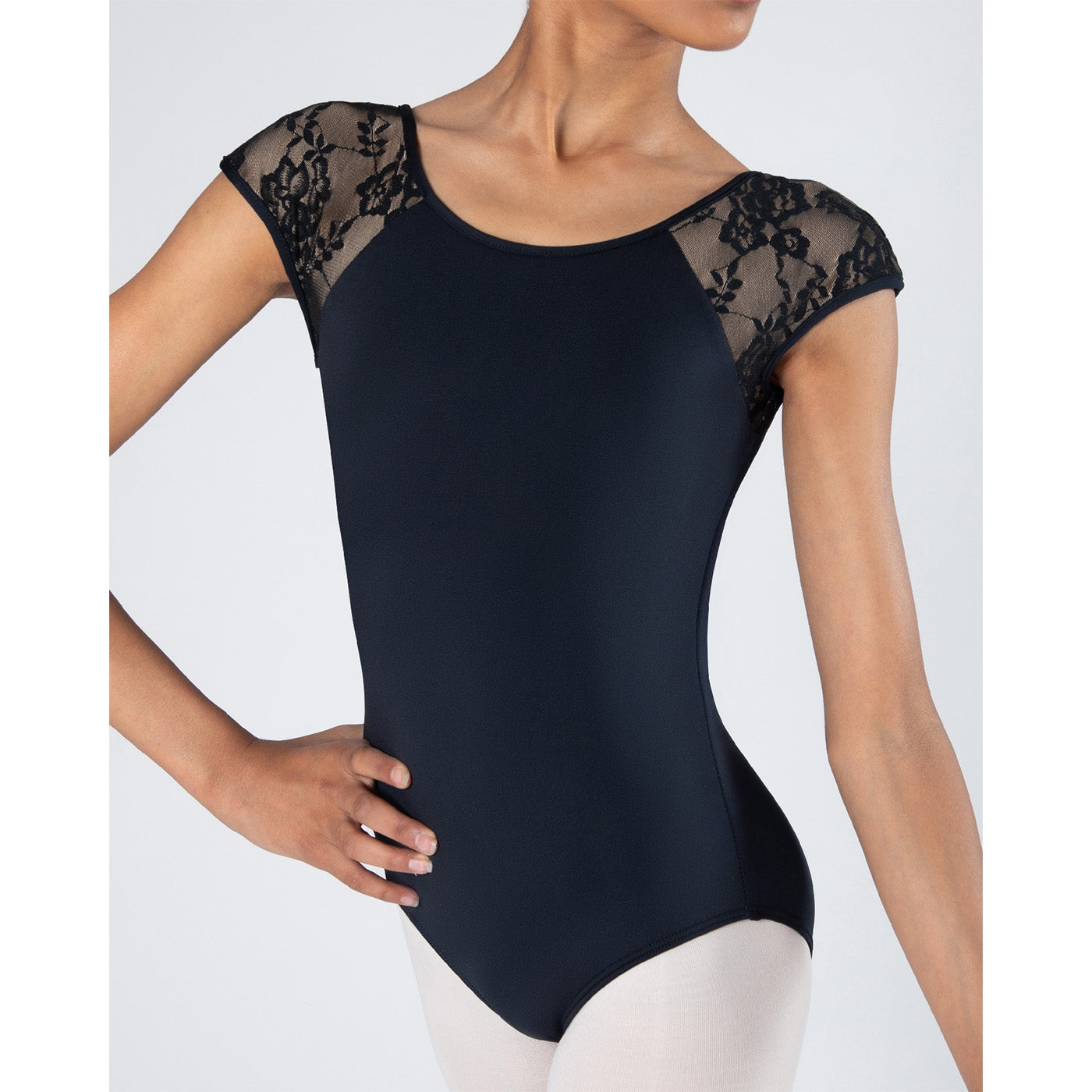 Mila Cross Back Lace Leotard - Child Black