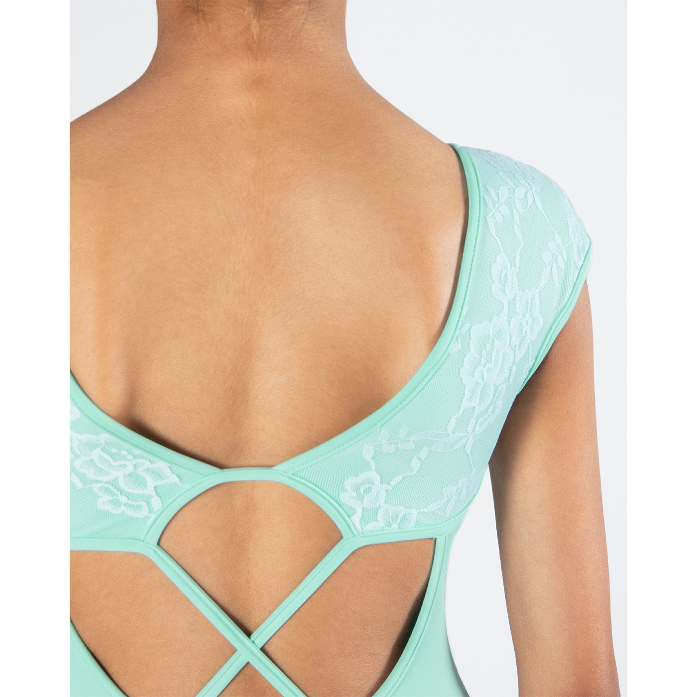 Mila Cross Back Lace Leotard - Child Mint