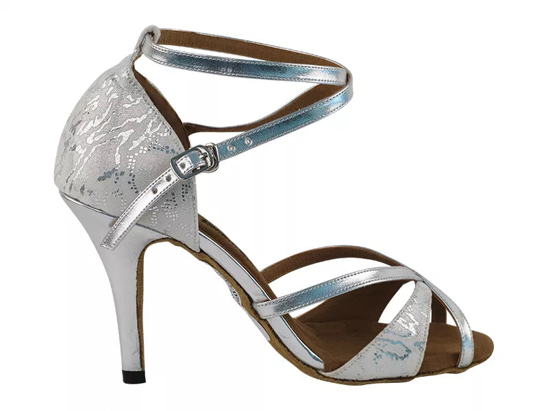 2829LEDSS Ladies White & Silver Trim Dance Shoe