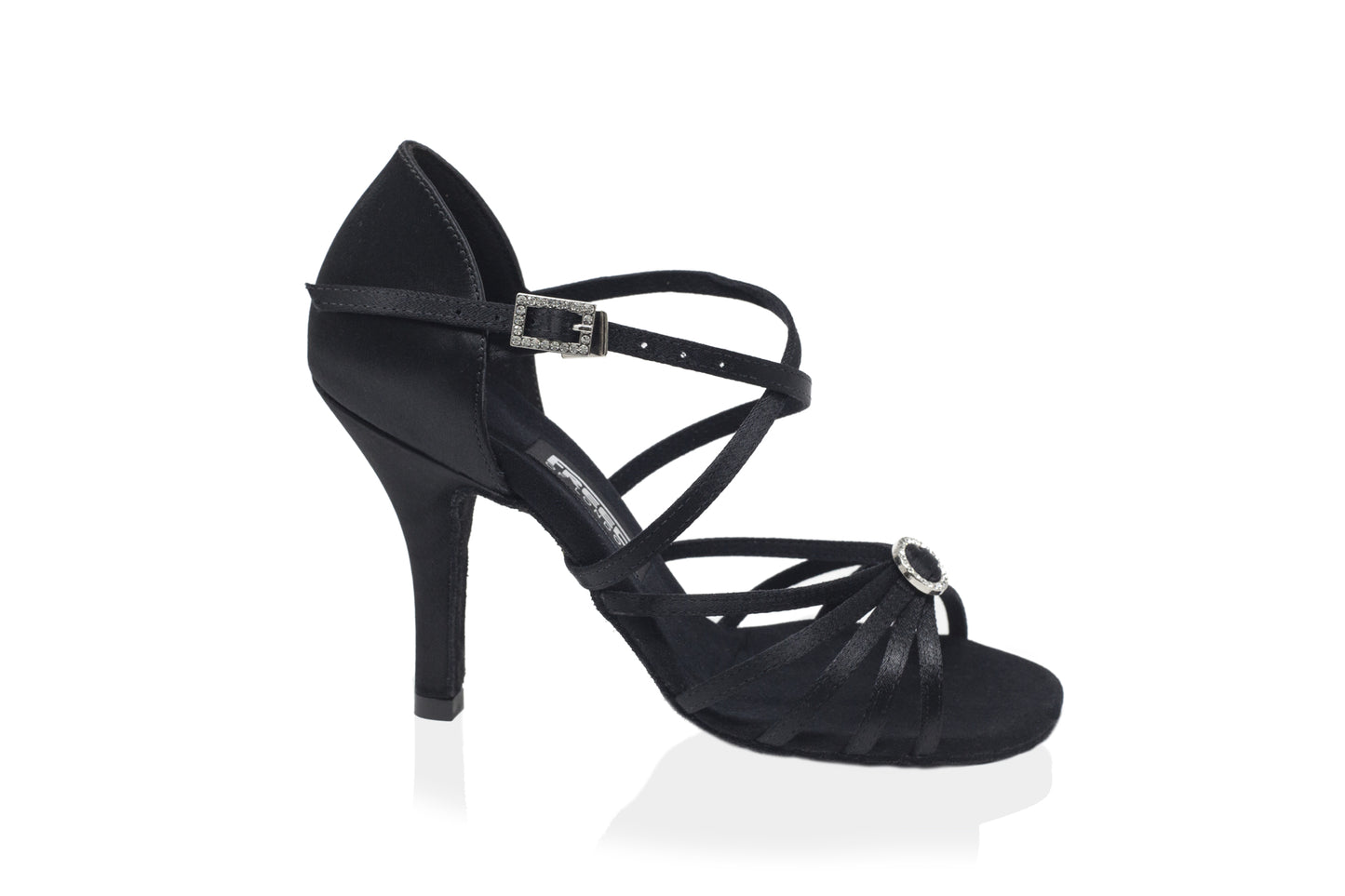 Sophia Ladies Black Satin Latin Shoe