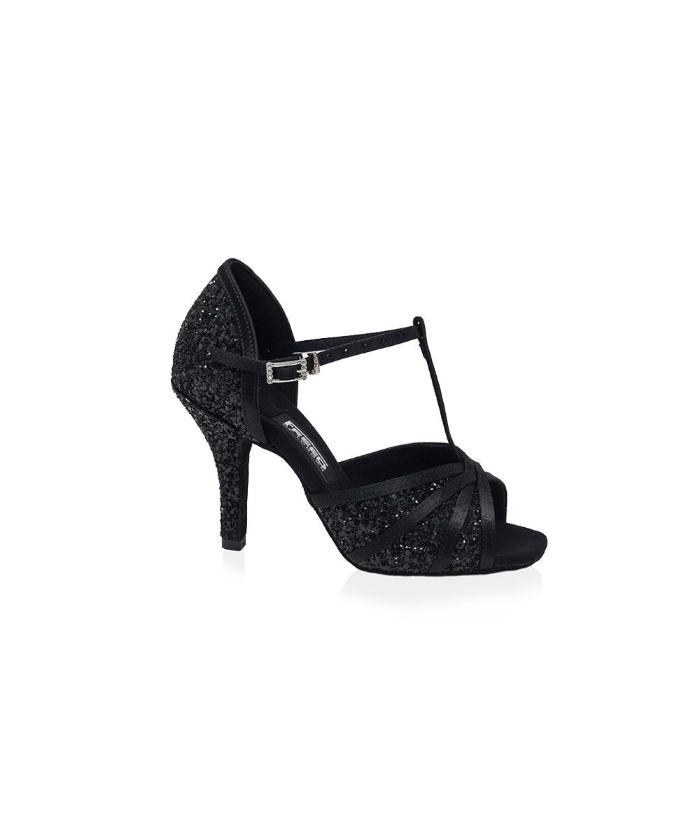 Isla Ladies Black Satin/Glitter Latin Shoe