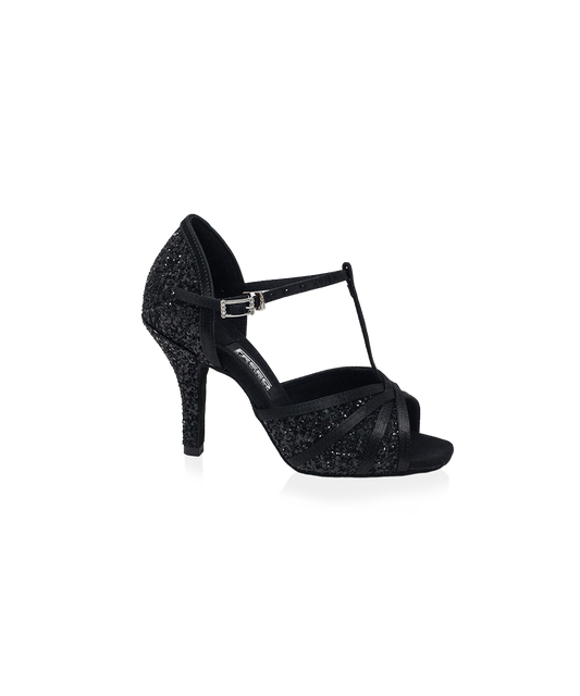 Isla Ladies Black Satin/Glitter Latin Shoe