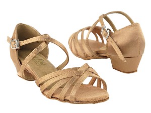 1670CG Girls Latin Brown Satin Dance Shoe