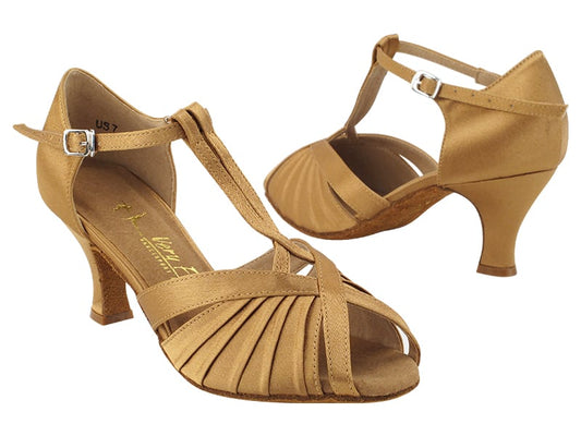 2707 Ladies Brown Satin Latin Dance Shoes