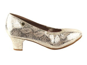 CD5013DB Ladies Gold Leather 2" Cuban Heel Dance Shoe