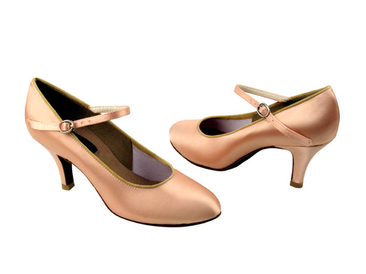 CD5024M Ladies Flesh Satin Rounded Toe Ballroom Shoe