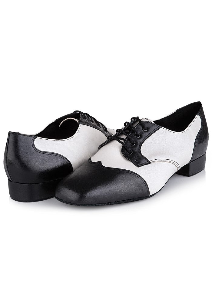 Lucas Mens Ballroom Dance Shoe - Ivory/Black Leather