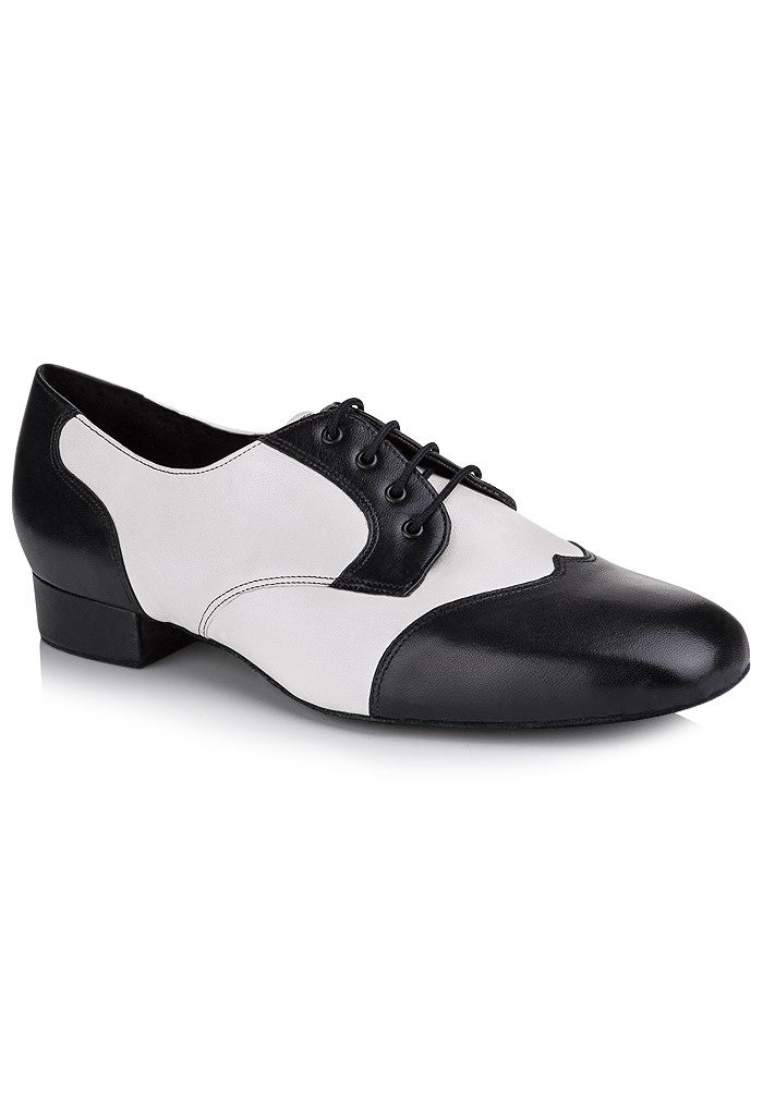 Lucas Mens Ballroom Dance Shoe - Ivory/Black Leather