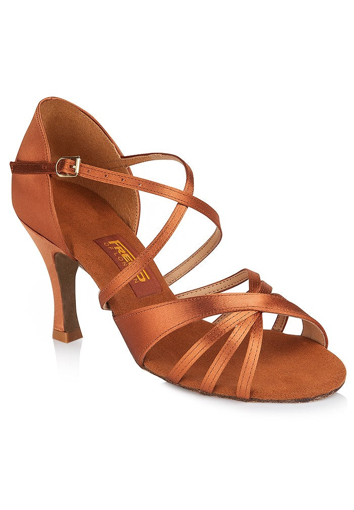 Sylvia Dark Tan Satin Latin Shoe 2.5"