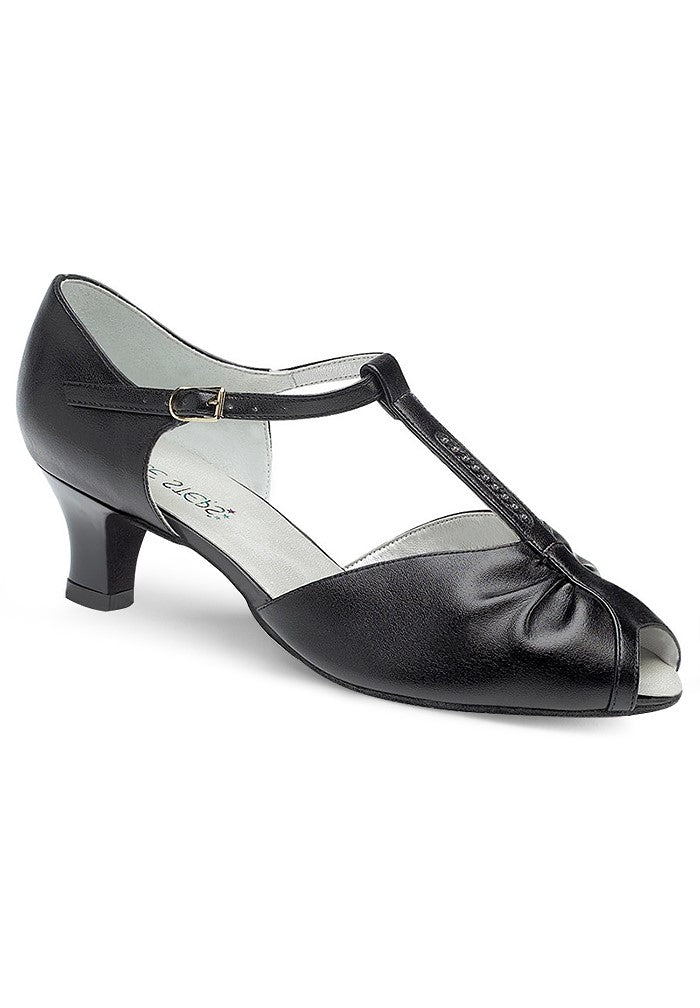 Topaz Ladies Social Dance Shoes - Black Leather