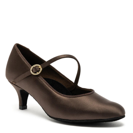 ICS RoundToe SingleStrap - Espresso Satin - 2" Slim Heel