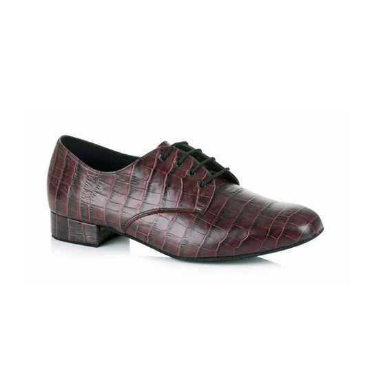 Kelly Mens Ballroom Dance Shoe - Burgandy Croc Leather - Wide Fitting