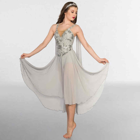 sequin lyrical dress Child Medium Lyrical Dress Dance Costume Ballet Gray Sequin SECRETS