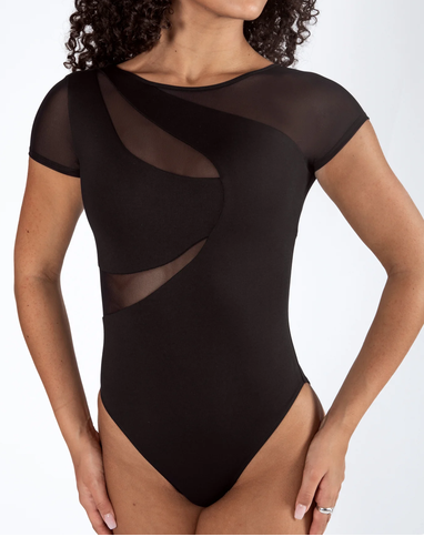 Delta Cap Sleeve Leotard - Black