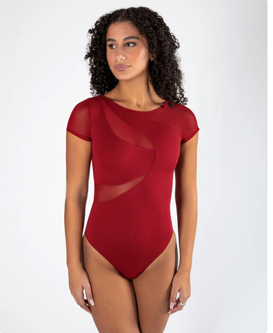 Delta Cap Sleeve Leotard - Crimson Red