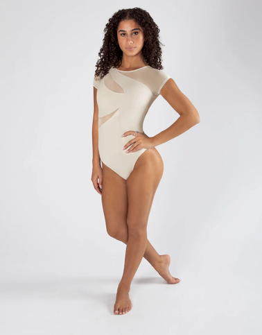 Delta Cap Sleeve Leotard - Ivory Sands