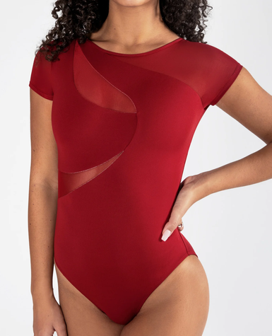 Delta Cap Sleeve Leotard - Crimson Red