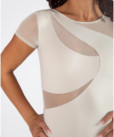 Delta Cap Sleeve Leotard - Ivory Sands