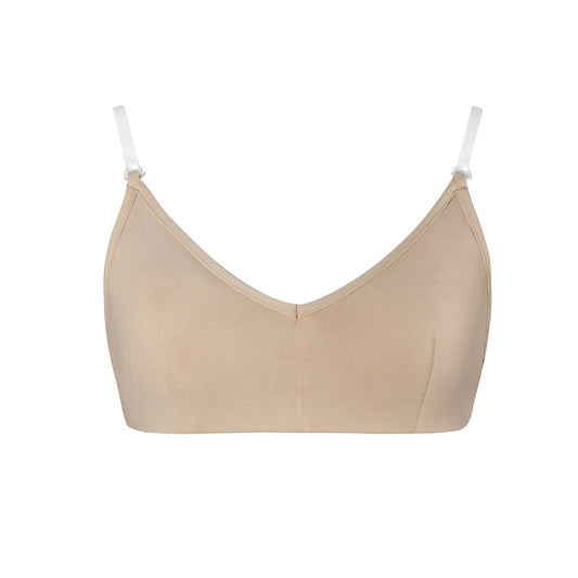 Clear Back Bra with Cups - Adult Beige