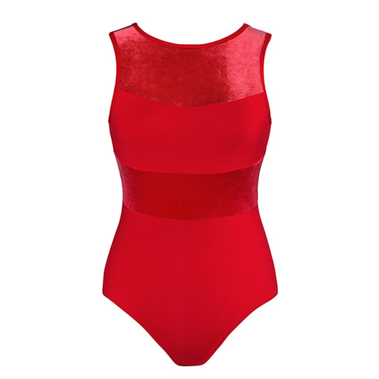 Alda Velvet Leotard - Adult Red