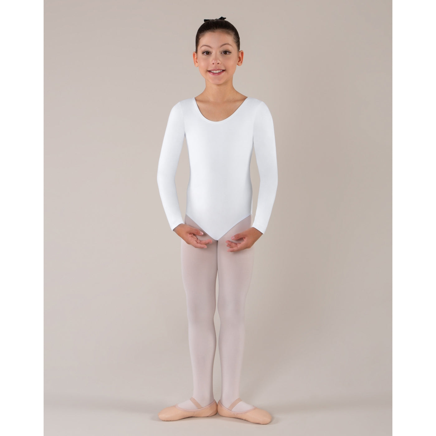 Jesse Long Sleeve Leotard - White Child