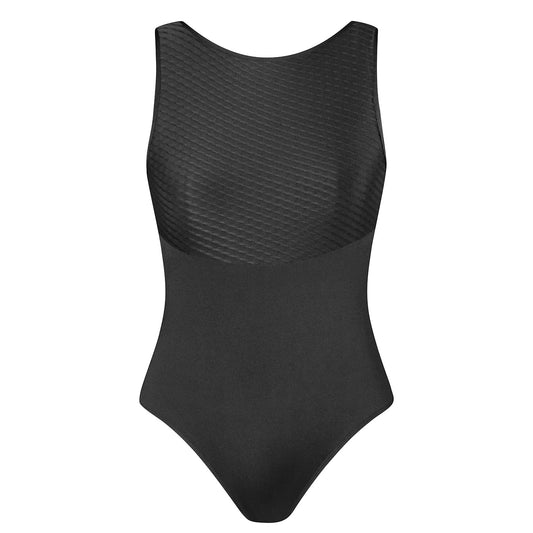 Natalie V Back Leotard - Black