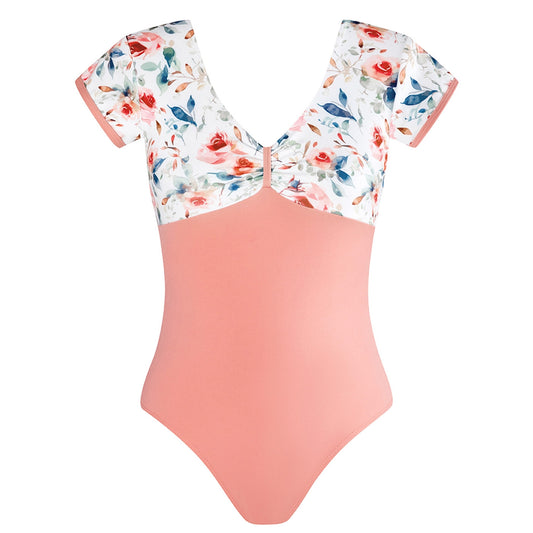 Alexandra Cap Sleeve Leotard - Coral Haze