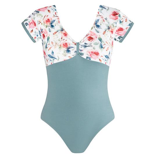 Alexandra Cap Sleeve Leotard - Stone Blue