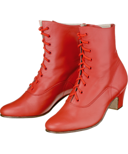 Lace Up Quadrille Leather Boots - Black
