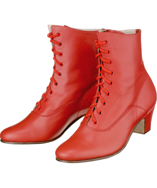 Lace Up Quadrille Leather Boots - Black